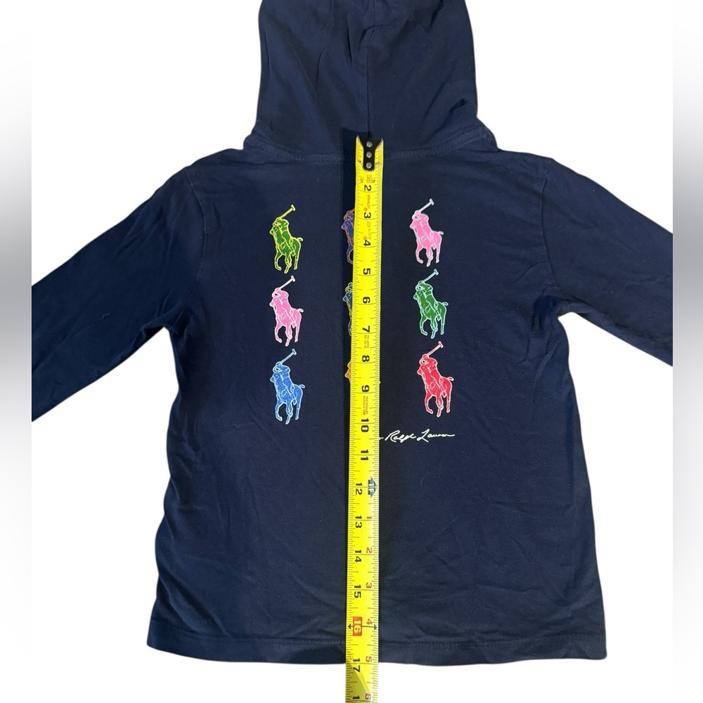 Polo Ralph Lauren Kids Navy Hoodie Multicolor Pony Print Size 6 - Picture 4 of 7